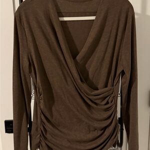 Elegant Brown Drape Front Top